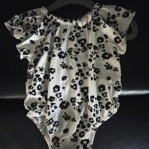 MudPie Pink & Black Leopard Angel-Sleeve Romper